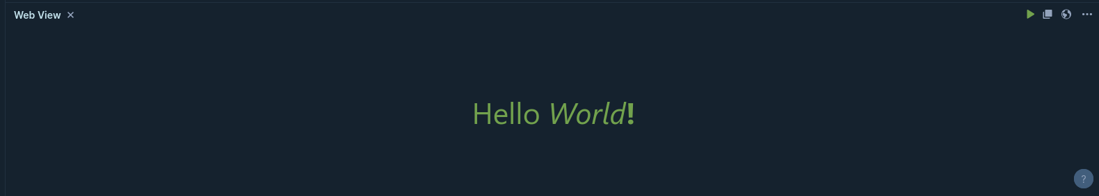 An image with the output showing &ldquo;Hello world&rdquo; in a paragraph element, but with other HTML elements showing as rendered